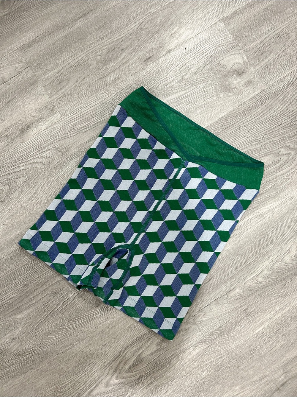 Free People Green, Blue & White Geometric Knit Athletic Shorts